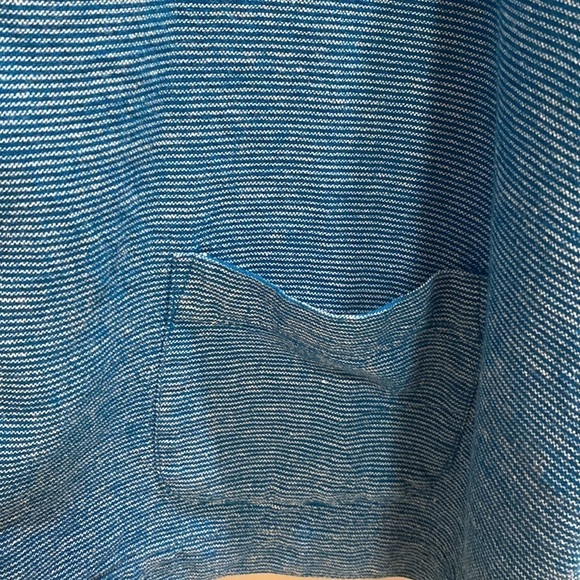 Chico’s Linen Blend 3/4 Sleeve Shirt Blue White Stripe Sz 16 *Tiny Flaw Read - Picture 6 of 6